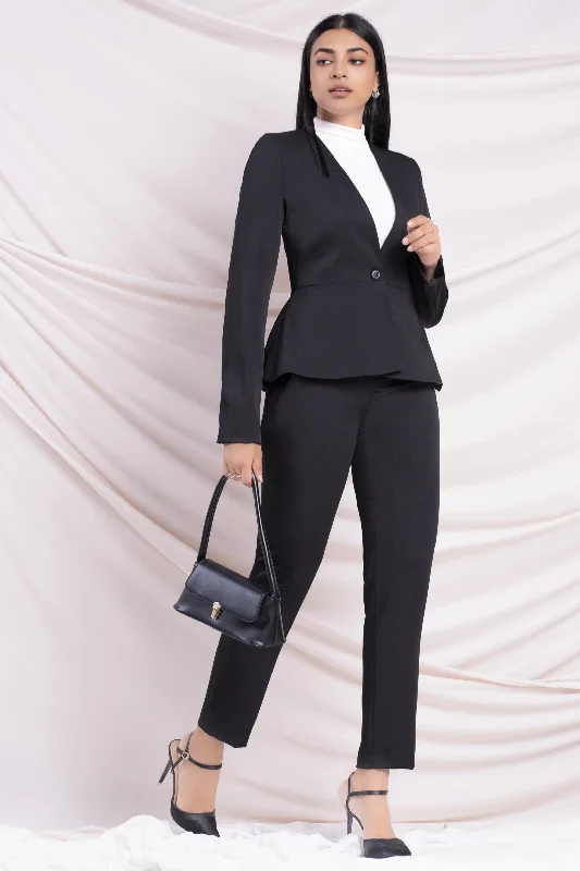 Black Peplum Blazer Women's Short Blazer