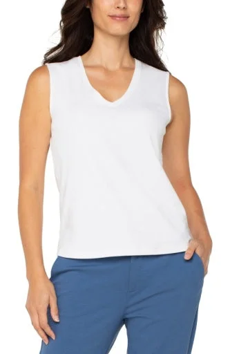 Sleeveless V Neck Knit Top Solid Color Knit Top