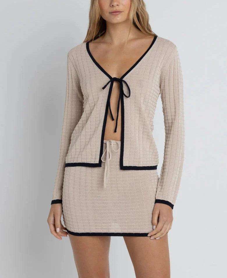 Seaside Knit Top in Oat Round Neck Knit Blouse