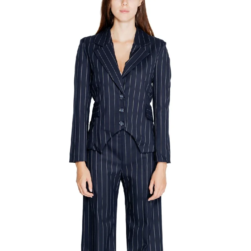Rinascimento Blue Polyester Suits & Blazer Women's Unique Blazer