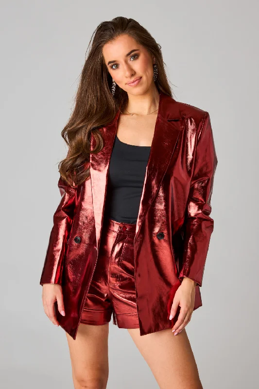 Avery Oversized Metallic Blazer - Bronze Women's Trench Blazer