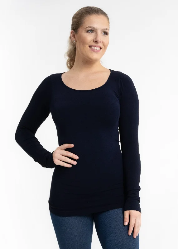 NAVY LS KNIT TOP Burgundy Knit Shirt