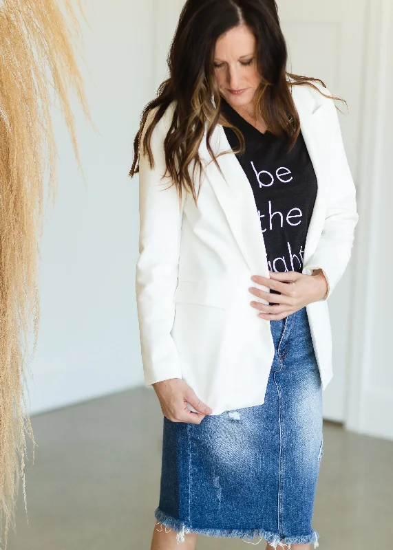 Ivory Knit Blazer - FINAL SALE Cotton Blend Blazer