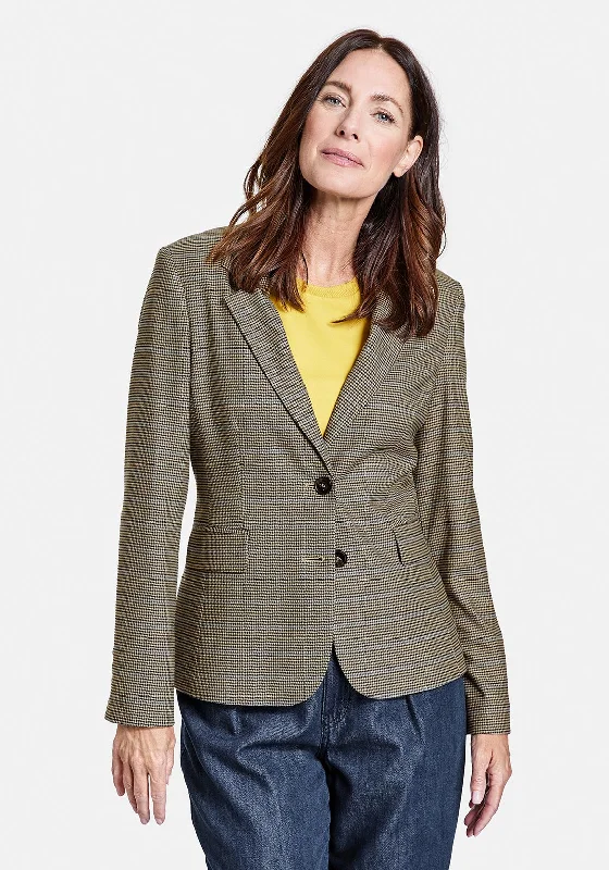 Gerry Weber Houndstooth Print Blazer, Khaki Multi Women's Travel Jacket