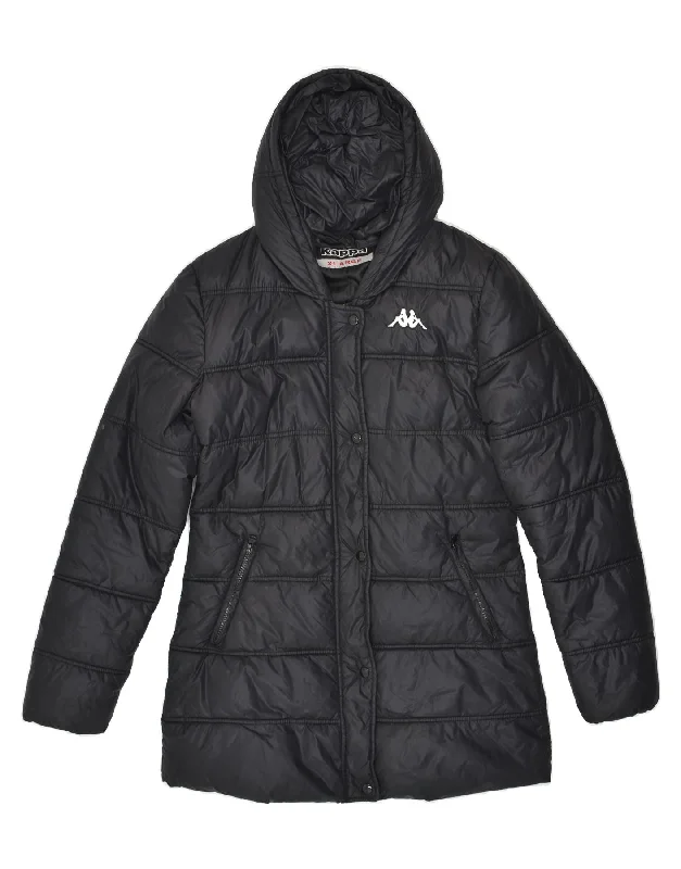 KAPPA Womens Hooded Padded Coat UK 18 XL Black Nylon Hooded Caped Scarf