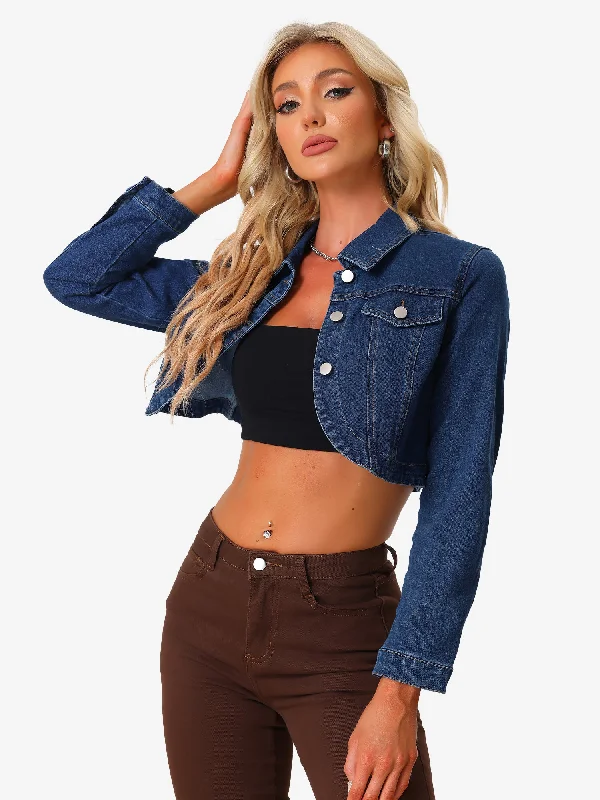 Collared Button Down Long Sleeve Denim Crop Jean Jacket Mesh Jacket Canvas Jacket Denim Jacket Mesh Jacket Canvas Jacket Denim Jacket