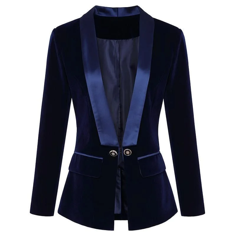 Tuxedo Velvet Blazer Women's Trench Blazer