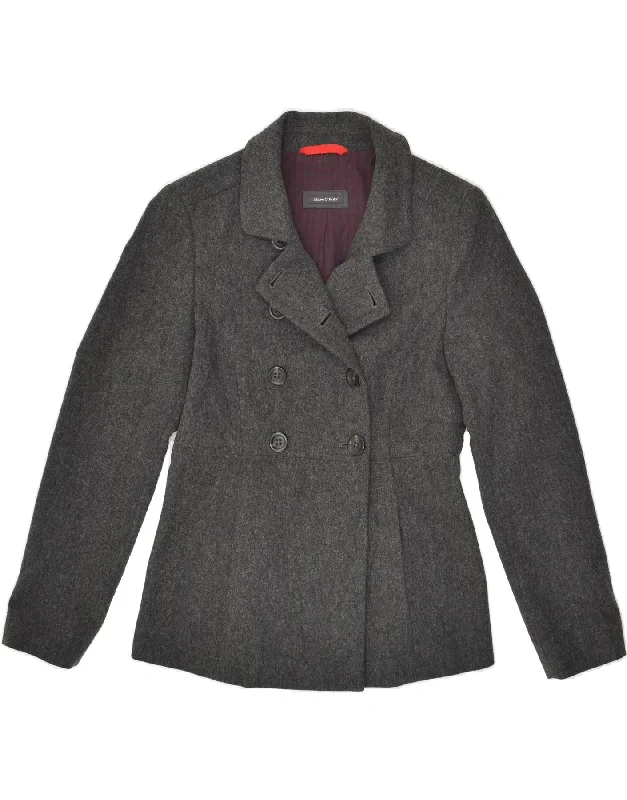 MARC O'POLO Womens Pea Coat EU 36 Small Grey Wool Mesh Canvas Denim