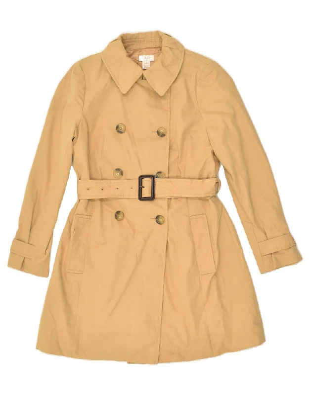 J. CREW Womens Trench Coat US 2 XS Beige Cotton Asymmetrical Diagonal princess