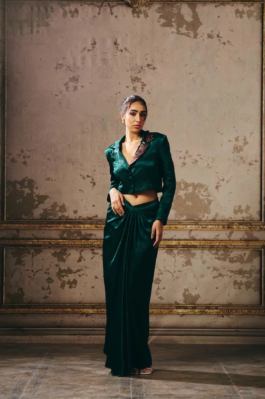 Dark Green Skirt With Blazer Women's Classic Blazer