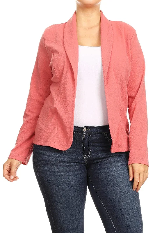 Women's Plus Size Casual Long Sleeve Fitted Solid Open Blazer Women's Fashion Blazer