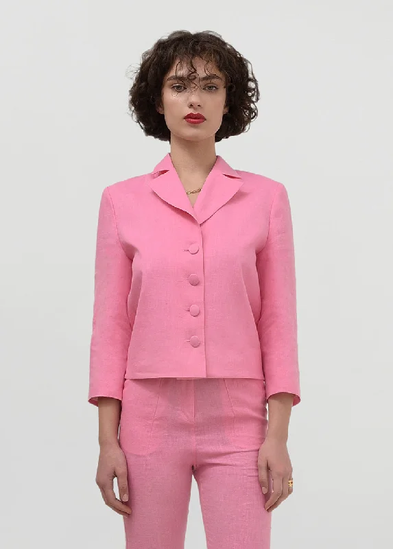 PINK LINEN BLAZER Women's Professional Jacket