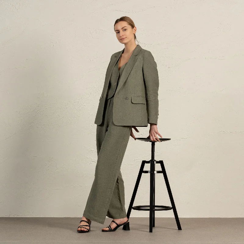 Linen Blazer, Vest & Pants 3-Piece Women's Boutique Suit