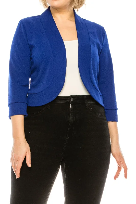 Women's Plus Size Casual 3/4 Sleeve Bolero Open Front Work Blazer Women's Unique Blazer