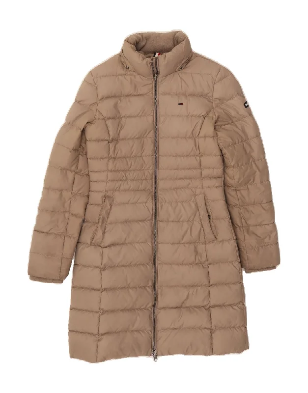 TOMMY HILFIGER Womens Padded Coat UK 6 XS Beige Polyester empire Basque Peplum