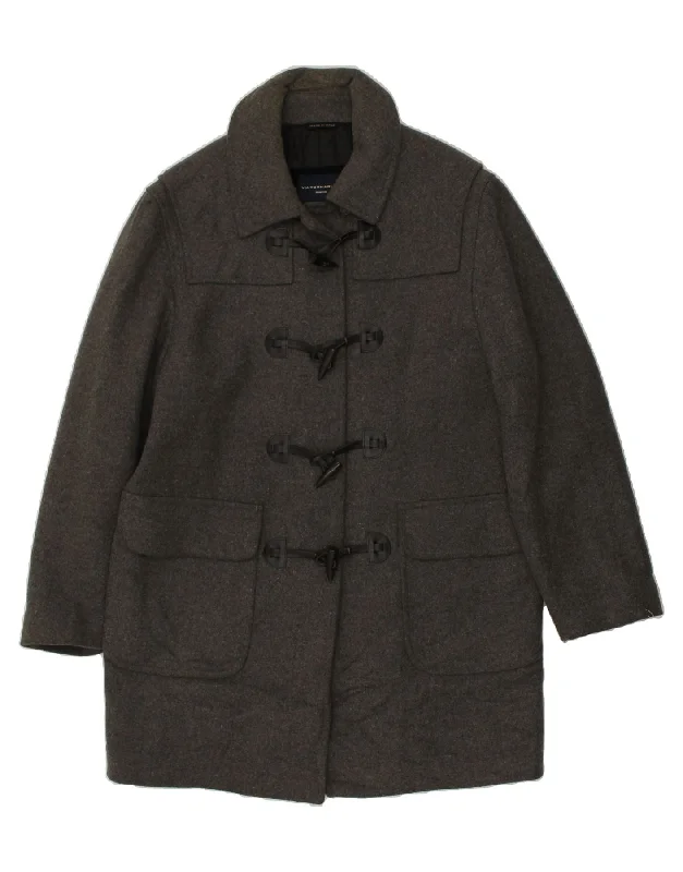 VIA TORNABUONI Womens Duffle Coat IT 50 XL Grey Wool Hooded Caped Scarf