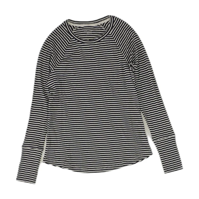 Navy Striped Crewneck Knit Top Handmade Knit Blouse