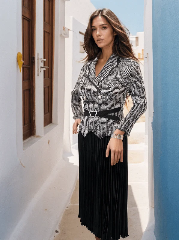 Glamorous 2-Piece Ruffled Blazer & Skirt Set with Button and Belt Women's Radiation Jacket