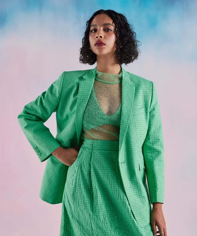 Green Apple Conti Heart Emb Blazers Women's Patchwork Suit
