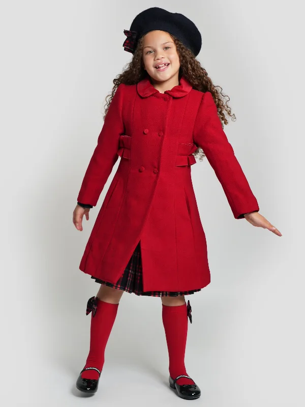 Patachou Girls Felted Coat in Red Down Puffer Quilted