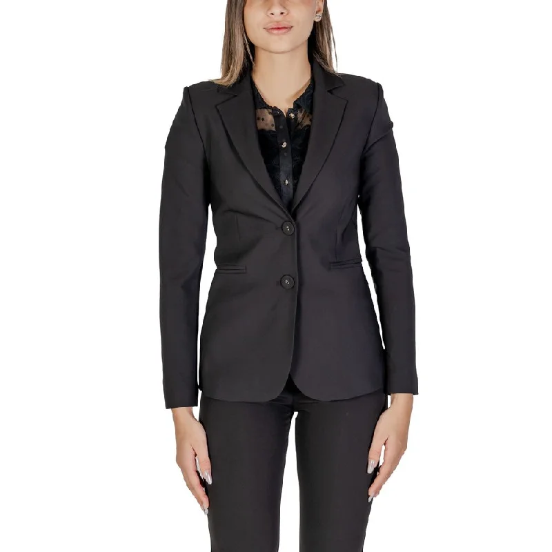 Sandro Ferrone Black Polyester Suits & Blazer Women's Elegant Jacket
