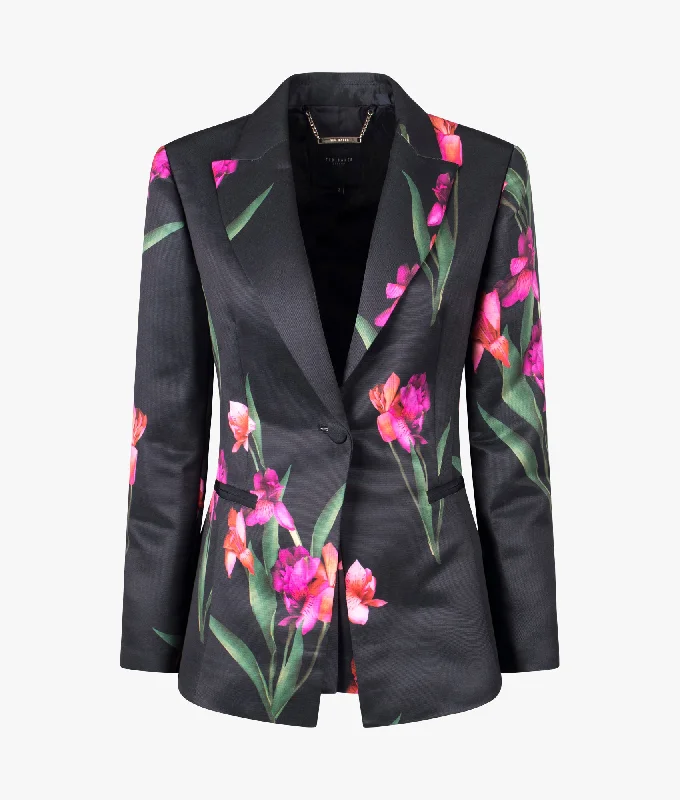 Hadina fitted printed blazer in black Women's Warm Suit