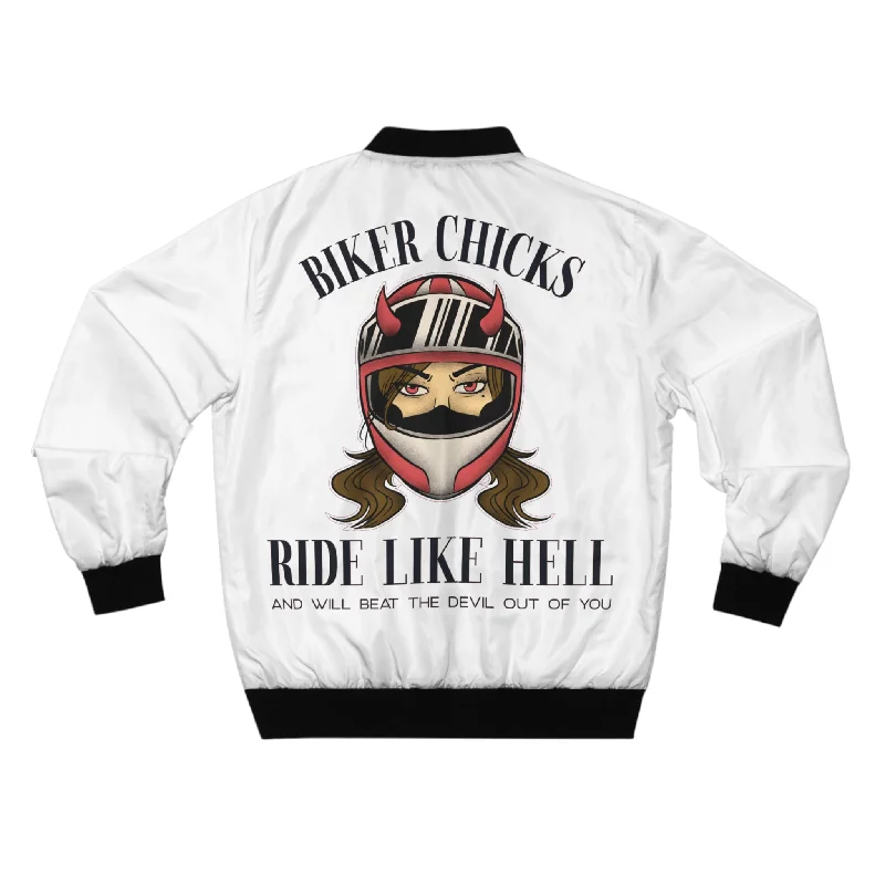 Biker chicks ride like hell and will beat the Devil out of you - Bomber Jacket Jersey Jacket Tulle Jacket Batik Jacket Jersey Jacket Tulle Jacket Batik Jacket