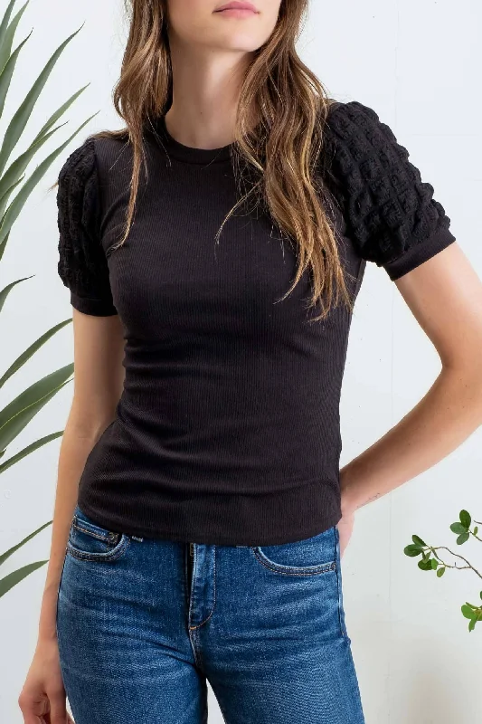Popcorn Puff Sleeve Knit Top Glamorous Knit Top
