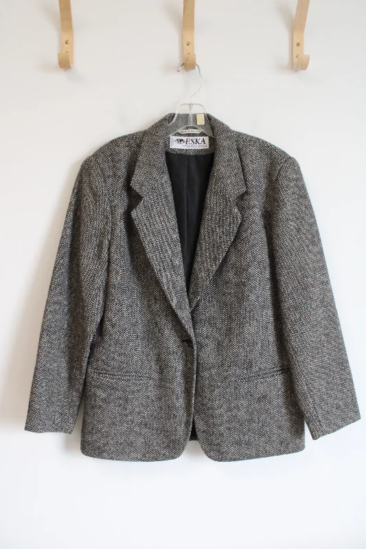 Eska Internationale Vintage Wool Multi-Colored Speckled Tweed Black & Gray Blazer | 10 Women's Daily Blazer