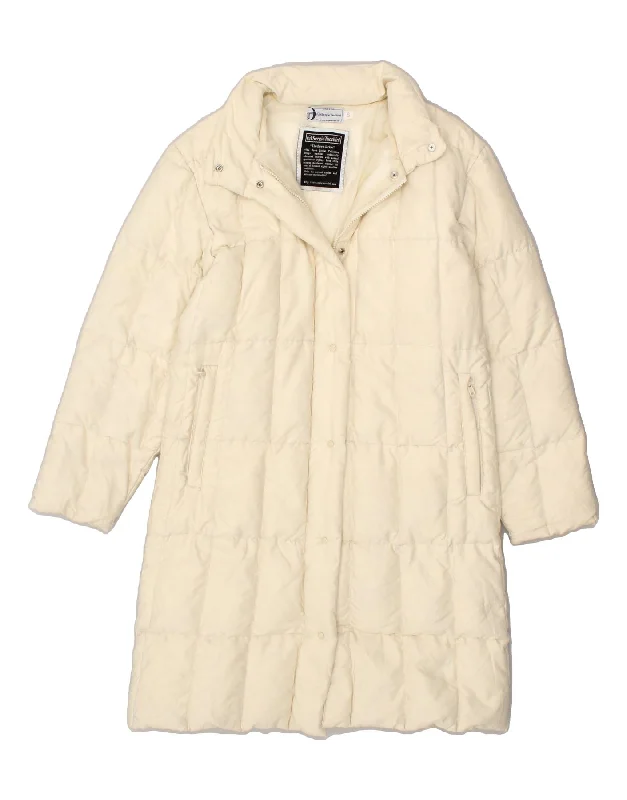 SERGIO TACCHINI Womens Padded Coat UK 10 Small Off White Polyester Jersey Tulle Batik