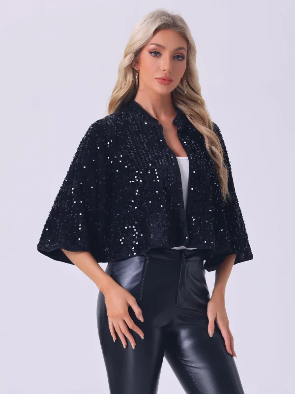 Sequin Glitter Velevet Evening Cropped Bolero Jacket Fleece Jacket Down Jacket Parka Fleece Jacket Down Jacket Parka