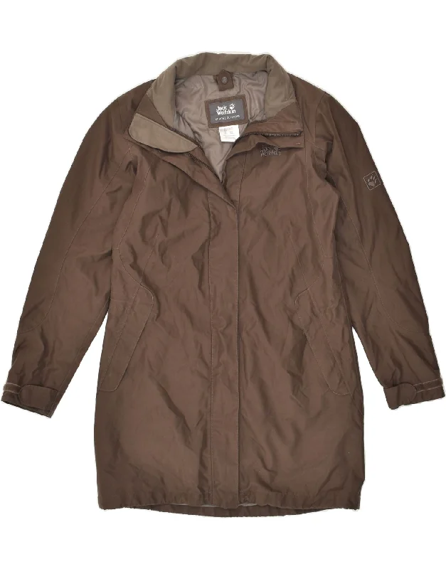 JACK WOLFSKIN Womens Windbreaker Coat UK 12/14 Medium Brown Polyester Faux Fur Real Fur Shearling