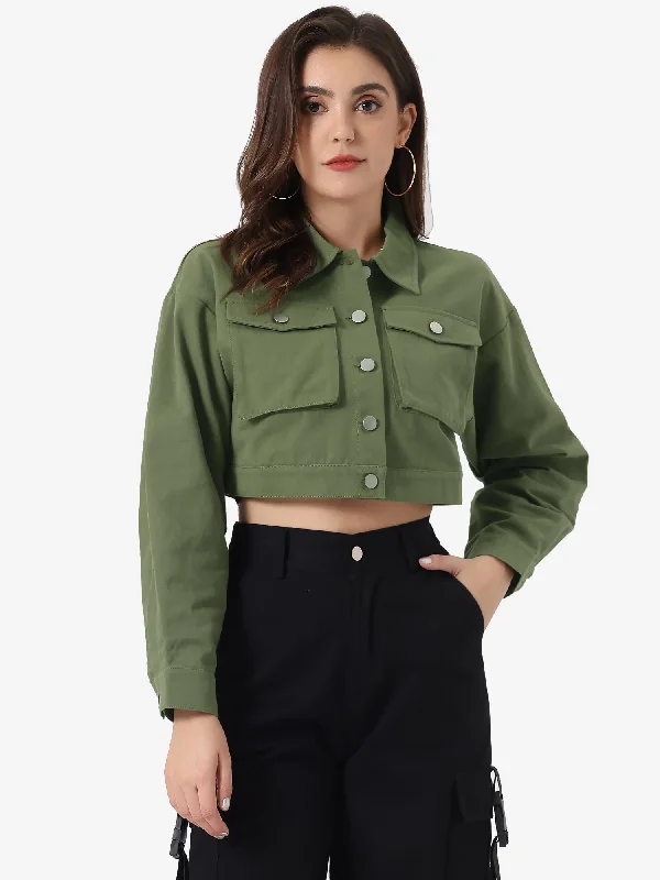 Button Down Long Sleeve Casual Chambray Cargo Crop Jacket Print Jacket Jacquard Jacket Embroidered Jacket Print Jacket Jacquard Jacket Embroidered Jacket