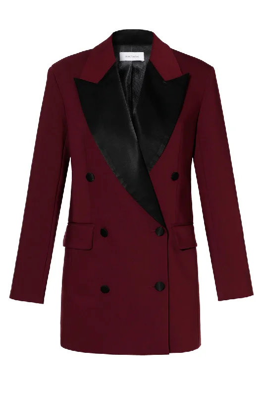 MORGANA BLAZER DRESS IN BURGUNDY AND BLACK Women's Premium Blazer