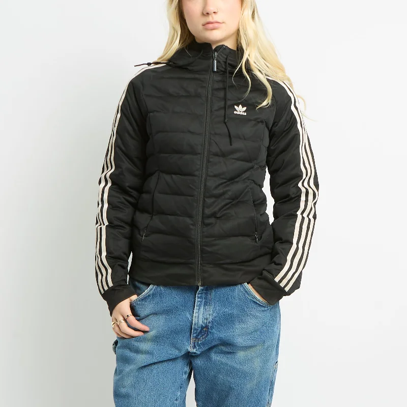 Adidas Three Stripe Thin Puffer Coat - UK 8 Coat Overcoat Trench Coat