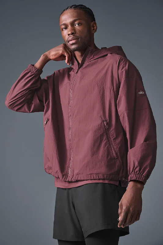 Vantage Nylon Ripstop Track Jacket - Burgundy Truffle Hoodie Zip-Up Jacket Button-Up Jacket Hoodie Zip-Up Jacket Button-Up Jacket