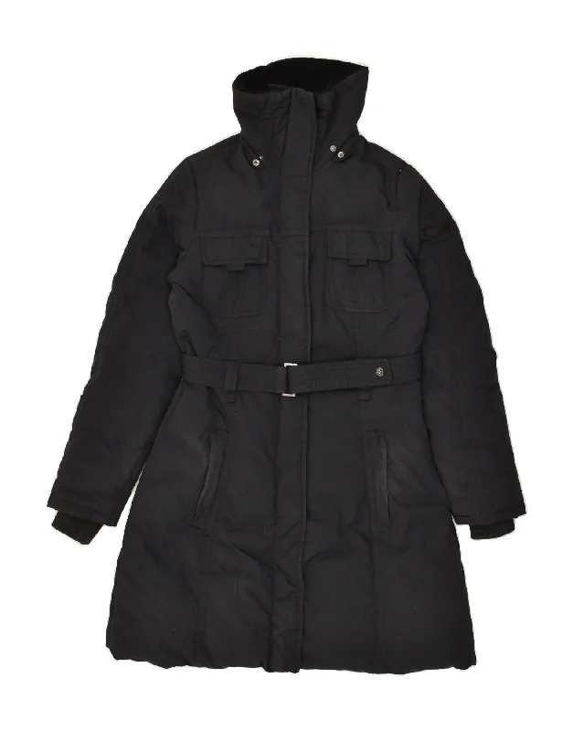 GAS Womens Padded Coat EU 42 Large Black Polyamide Stand-Up Roll-Neck Turtle