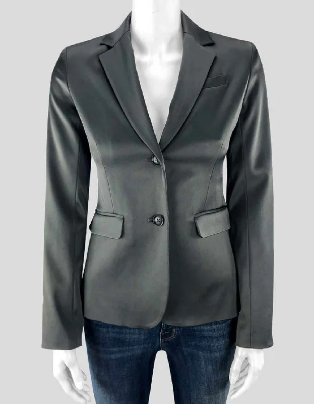 ATM Sleek Grey Satin Two Button Blazer - Petite Women's Trendy Jacket