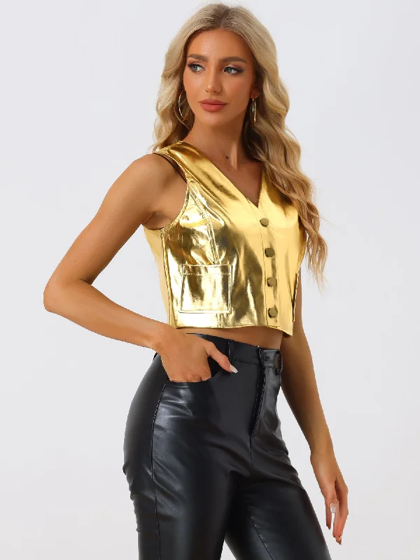 V Neck Holographic Sleeveless Metallic Crop Jacket Vest Corduroy Jacket Velvet Jacket Brocade Jacket Corduroy Jacket Velvet Jacket Brocade Jacket