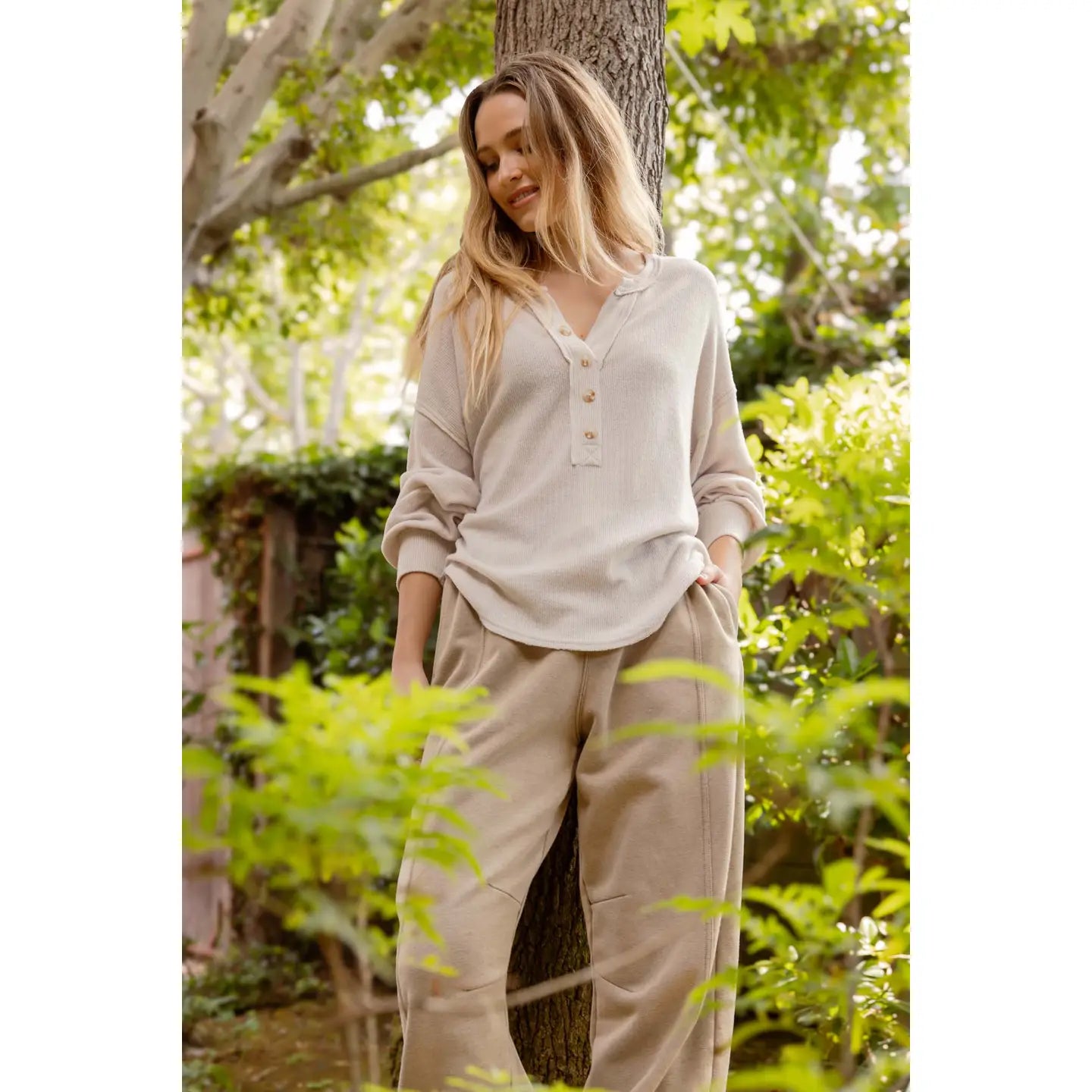 Oatmeal Button Knit Top Glamorous Knit Top