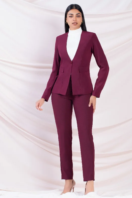 Maroon Blazer Winter Women's Blazer