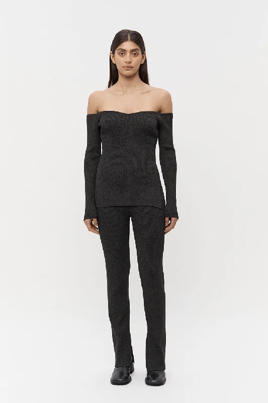 Nellie Off Shoulder Sparkle Knit Top Textured Knit Blouse