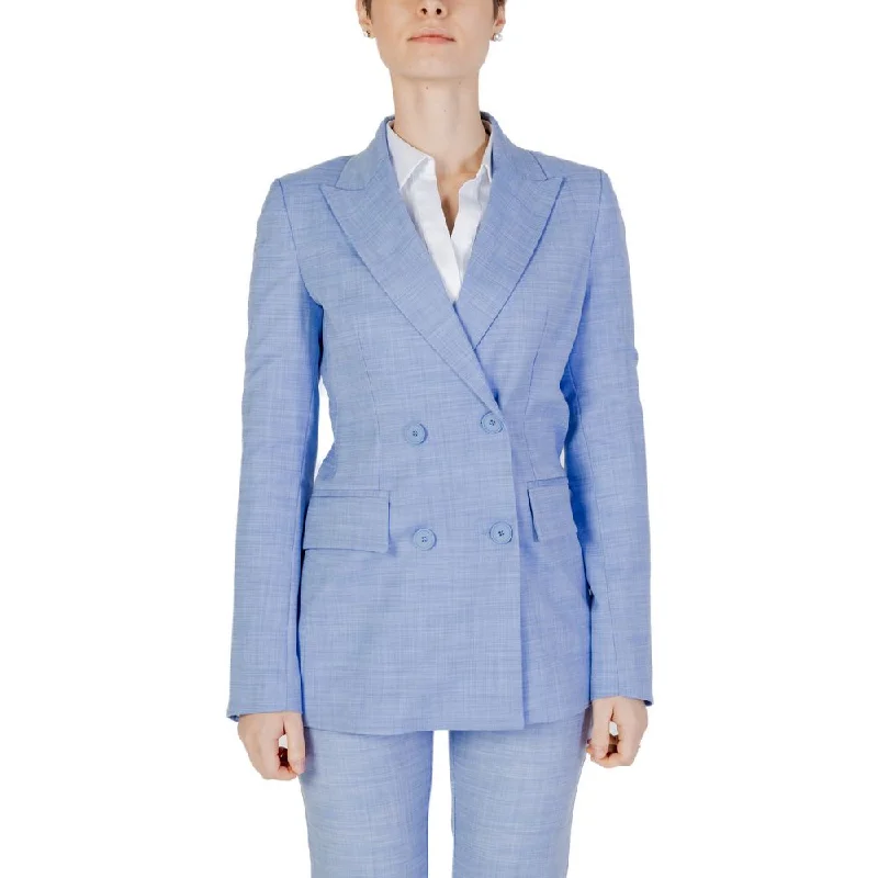 Sandro Ferrone Blue Viscose Suits & Blazer Women's Fashion Blazer