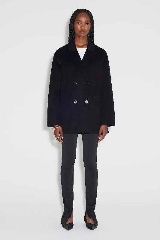 Harris Coat Black Trench Wool Cashmere