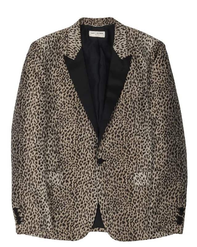 Cheetah Print Tuxedo Blazer Women's Formal Blazer