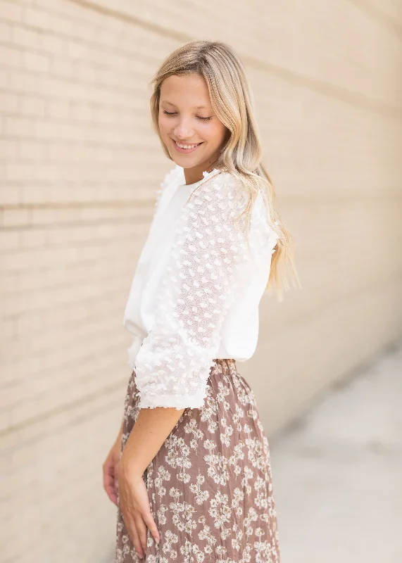 White Fringe Sleeve Knit Top - FINAL SALE Sustainable Knit Top