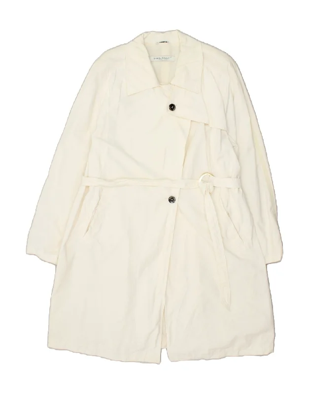 MARINA RINALDI Womens Trench Coat Size 21 Small Off White Cotton Quilted Jacket Anorak Windbreaker