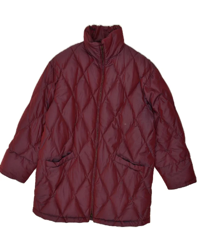 GLOBE TROTTER Womens Padded Coat UK 16 Large Burgundy Polyamide Wool Cashmere Tweed