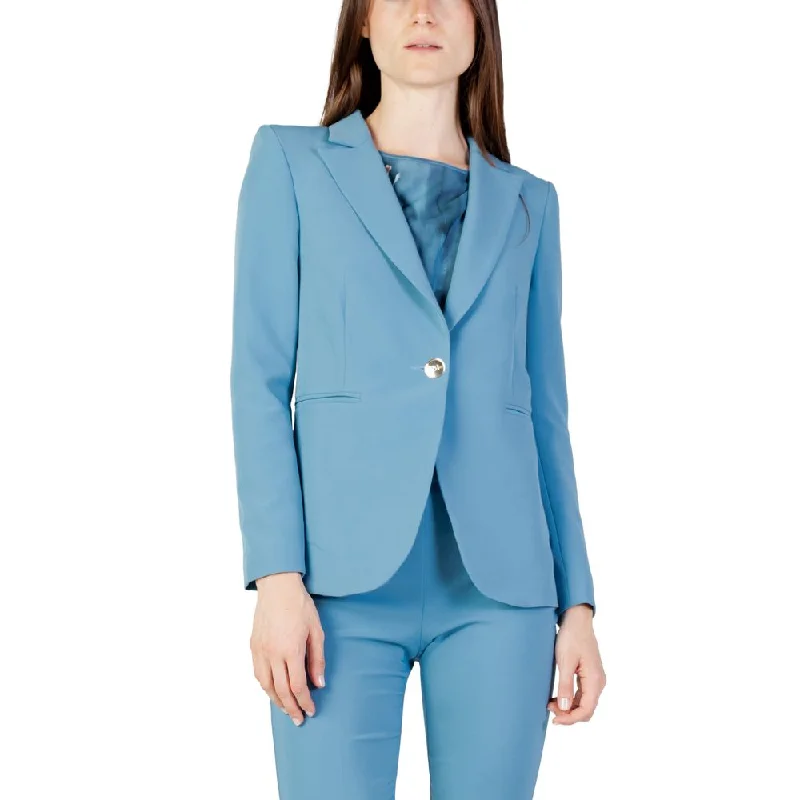 Rinascimento Turquoise Polyester Suits & Blazer Women's Classic Blazer