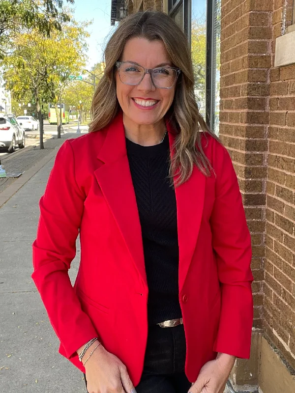 Fitted Blazer in Tango Red Women's Vintage Jacket